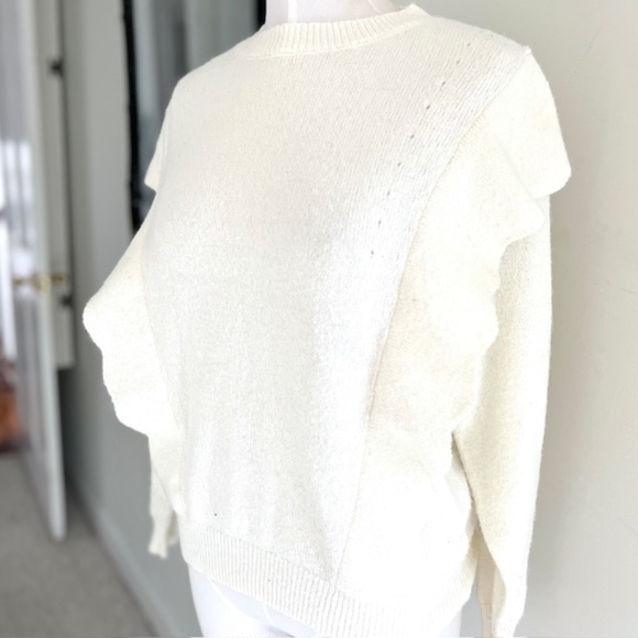 Philosophy White Front Ruffle Sweater Size M - Picture 2 of 7